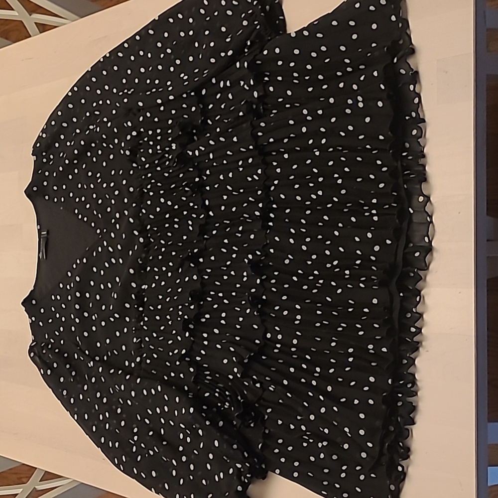 NWOT ASOS Design Ruffled Tiered Black and White Sheer Sleeved Skater Dress